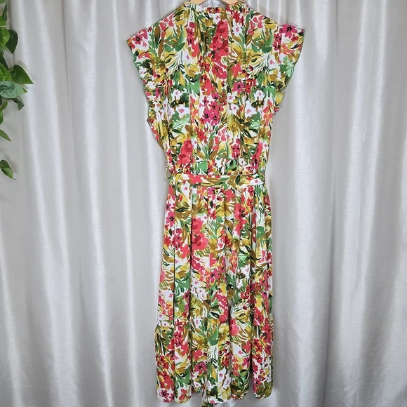 BloomChic Women's Floral Midi Ruffle Dress Sleeveless Multi-Color Size 18-20 New - Picture 8 of 11